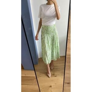 Faithfull The Brand Green Floral Midi Skirt – Size S - Ethically Made in Bali